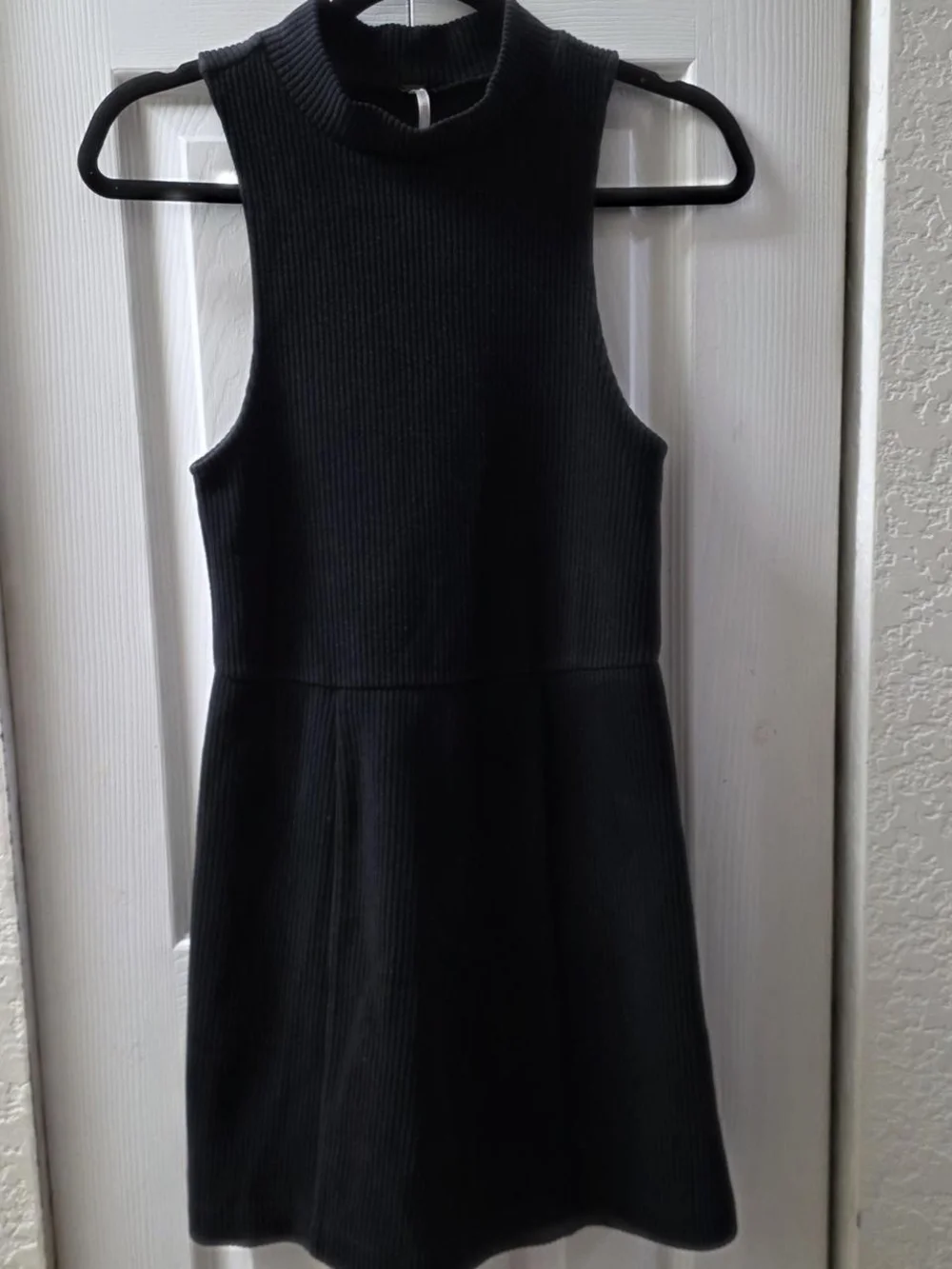 Free People Black Ribbed Knit Top